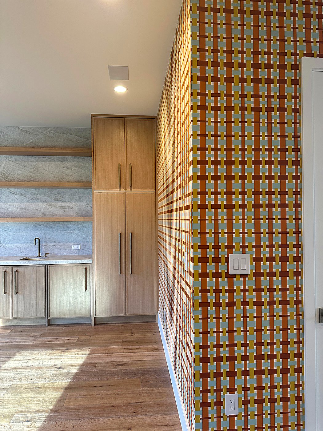 CW Stockwell media room wallpaper installation
