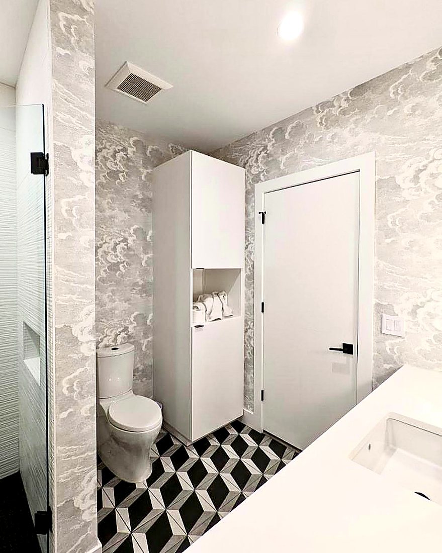 Bathroom Inspo wallpaper installation by The Style Maison