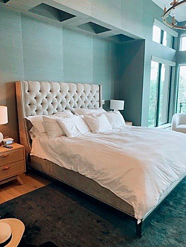 Grasscloth wallpaper installation by The Style Maison